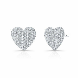 4Ct Round Cut Diamond Heart Shape Lovers Gift Stud Earrings 14K White Gold Over