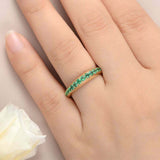 1.5ct Round Cut Green Emerald Wedding Band 3/4th Eternity 14k Yellow Gold Finish