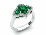 2ct Pear Green Emerald Engagement Ring Halo Trilogy Solitaire 14k WhiteGold Over