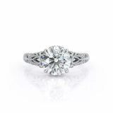 2ct Round Diamond Engagement Ring Milgrain Solitaire Filigree 14k WhiteGold Over