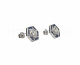 1ct Round Cut Moissanite Sapphire Halo Stud Earrings 14k White Gold Plated