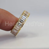 4ct Emerald Simulated Diamond Full Eternity Wedding Band 14k Yellow Gold Plated