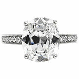 3Ct Elongated Cushion Cut Diamond Accent Solitaire Ring 18K White Gold Finish