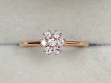 1.2ct Engagement Ring Round Cut Diamond Floral Minimalist 14k Yellow Gold Finish