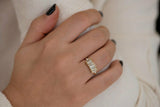 1.2ct Baguette Diamond Engagement Ring 14k Yellow Gold Finish Tapered Lineup Bar