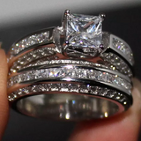 4Ct Princess Cut VVS1/D Diamond Bridal Set Engagement Ring 14K White Gold Finish