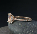 2ct Oval Cut Peach Morganite Diamond Accents Engagement Ring 14k RoseGold Finish