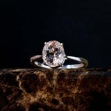 1.7ct Oval Cut Peach Morganite Engagement Ring Solitaire 14k Rose Gold Finish