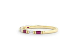 0.9ct Baguette Cut Pink Ruby Half Eternity Wedding Band 14k Yellow Gold Finish