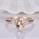 1ct Oval Cut Peach Morganite Solitaire Engagement Ring 14k Rose Gold Finish