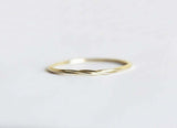 Dainty Twisted Rope Thin Minimalist Wedding Band Ring 14k Yellow Gold Finish