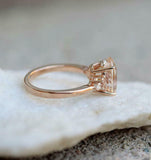 3.4ct Oval Cut Peach Morganite Engagement Ring Diamond Accents 14k RoseGold Over