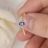 1ct Oval Blue Sapphire Bezel Set Beaded Ball Solitaire Ring 14k Yellow Gold Over