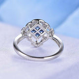 1ct Princess Cut Blue Sapphire Fancy Engagement Ring 14k White Gold Finish