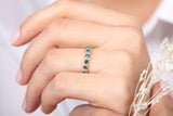 1.3ct Round Cut Green Emerald Half Eternity Wedding Band 14k Yellow Gold Finish