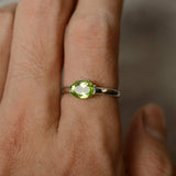 0.8ct Oval Cut Green Peridot Engagement Ring 14k White Gold Finish Solitaire