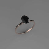 1.25ct Oval Black Diamond Engagement Ring Accents Solitaire 14k Rose Gold Finish