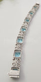 10ct Emerald Cut Aquamarine Cocktail Queen Royal Bracelet 14k White Gold Plated