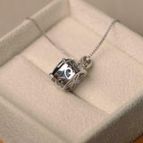 2ct Blue Sapphire Pendant Cushion Cut Diamond Halo 14k WhiteGold Finish NO CHAIN