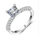 1.5Ct Princess Cut Solitaire with Accents Engagement Ring 14K White Gold Finish