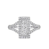 3Ct Princess Cut Diamond Halo Split Shank Engagement Ring 14K White Gold Finish