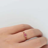 1ct Round Cut Pink Ruby Engagement Ring Heart Shape Cluster 14k Yellow Gold Over