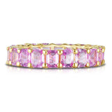 4ct Emerald Cut Pink Sapphire Wedding Band 14k Yellow Gold Finish Full Eternity