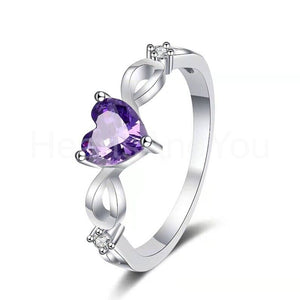 1ct Heart Cut Simulated Amethyst Infinity Engagement Ring 14k White Gold Plated