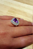 2.2ct Engagement Ring Heart Cut Purple Amethyst Diamond Halo 14k White Gold Over