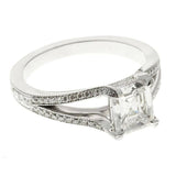 1.2ct Asscher Cut VVS1 Diamond Engagement Ring Split Shank 14k White Gold Finish