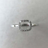 Open Square Minimalist Engagement Ring 1ct Round Cut Diamond 14k White Gold Over