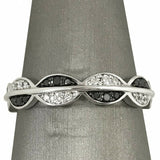 2Ct Round Cut Black White Diamond Oval Shape Wedding Band 14K White Gold Finish