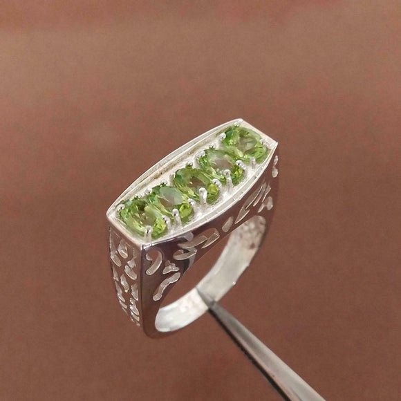 3ct Engagement Ring Oval Cut Green Peridot Filigree Cocktail 14k White Gold Over