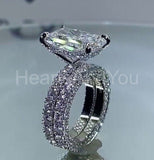 4ct Radiant Simulated Diamond Halo Ring Full Eternity Band 14k White Gold Plated