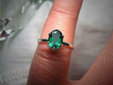 2.2ct Oval Green Emerald 6 Prong Solitaire Engagement Ring 14k White Gold Finish