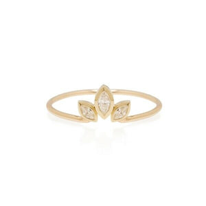 1ct Marquise Cut Diamond Engagement Ring Minimalist Trilogy 14k Yellow Gold Over