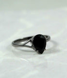 1ct Engagement Ring Pear Cut Black Diamond Solitaire 14k Black Gold Finish