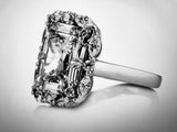 4Ct Radiant Cut Diamond Classy Art Deco Engagement Ring 14K White Gold Finish