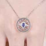 0.5ct Pear Cut Blue Tanzanite Filigree Pendant 14k White Gold Finish NO CHAIN