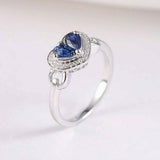 1ct Pear Cut Blue Sapphire Engagement Ring 14k WhiteGold Finish Halo Heart Shape