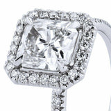 2.23ct Radiant Cut Diamond Engagement Ring Halo Solitaire 14k White Gold Finish