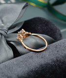 Leaf Solitaire Engagement Ring 1ct Round Cut VVS1D Diamond 18k Rose Gold Finish