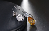 2ct Pear Cut Yellow Citrine Elegant Teardrop Drop Earrings 14k White Gold Finish