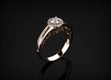 2ct Round Cut Diamond Engagement Ring 14k Rose Gold Finish Halo Antique Vintage