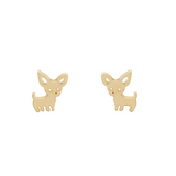 Lovely Small Chihuahua Dog Lover Stud Earrings Women Girls 14k White Gold Finish