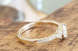 1.6ct Marquise Cut Diamond Solitaire with Round Accent Ring 14k Yellow Gold Over