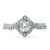 1.33ct Round Cut Diamond Engagement Ring Accents Solitaire 14k White Gold Finish