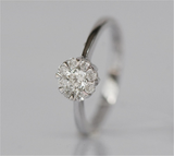 1.2ct Round Cut Diamond Engagement Ring 14k White Gold Finish Flower Petal Women