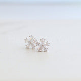 1ct Pear Cut Simulated Diamond Floral Design Stud Earrings 14k White Gold Plated