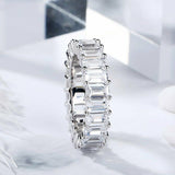 6Ct Emerald Cut Diamond Cocktail Iced Eternity Wedding Band 14K White Gold Over